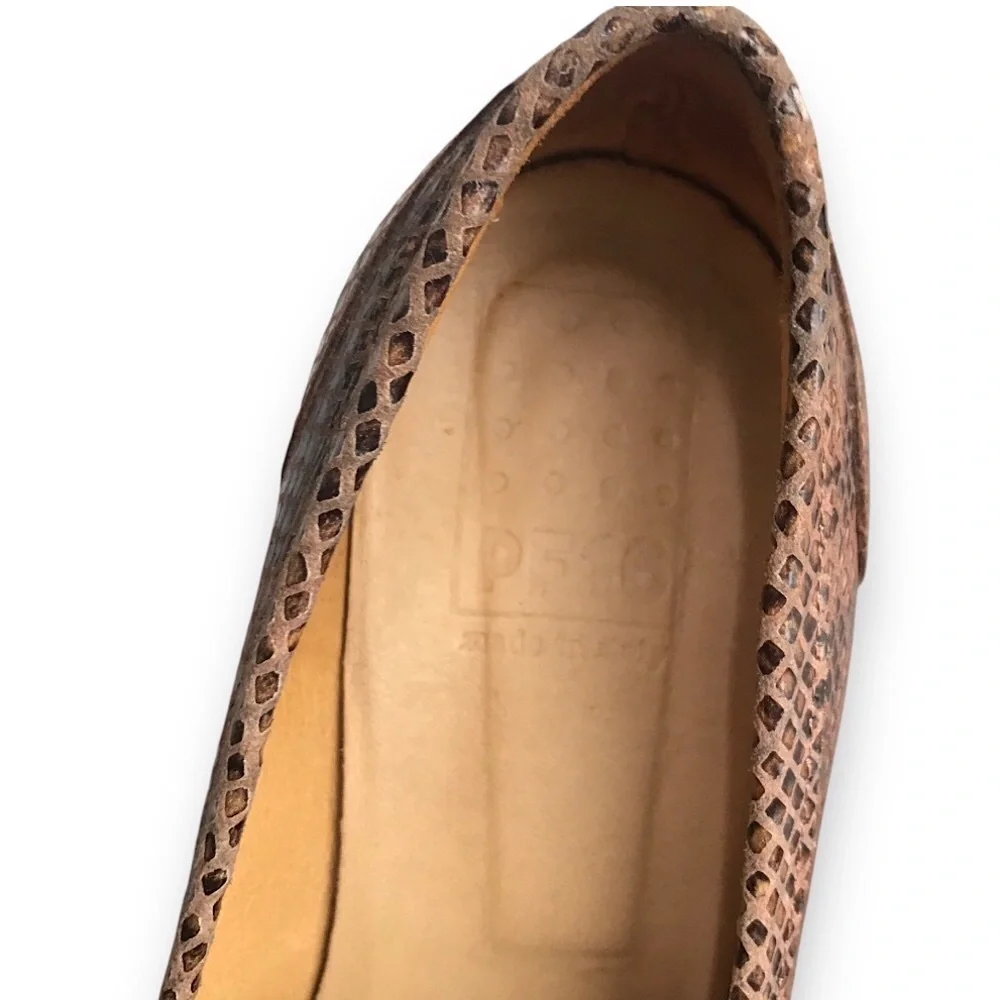 PF16 Paola Ferri Leather Chunky Block Heel Snakeskin Python Loafers EU 40 / US 9 - Picture 10 of 16
